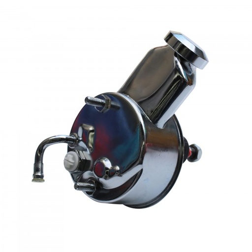 [42506] Power Steering Pump Chrome Early Chev Saginaw Teardrop 1/8" Shaft with Keyway