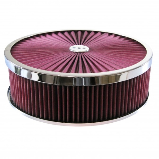 [43203] Superflow Red Chrome Air Filter Cleaner 14" x 4"  Holley Edelbrock Recessed Base