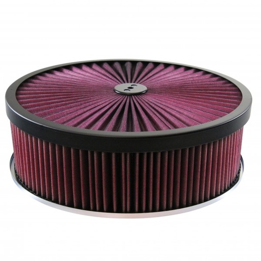[43204] Superflow Red Black Air Filter Cleaner 14" x 4"  Holley Edelbrock Recessed Base