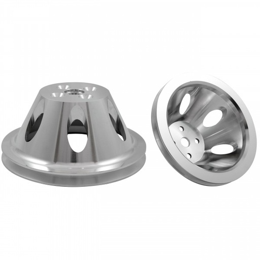 [4369] Pulley Upper Single Groove Swp Polished Alloy Small Block Chevrolet 265-400