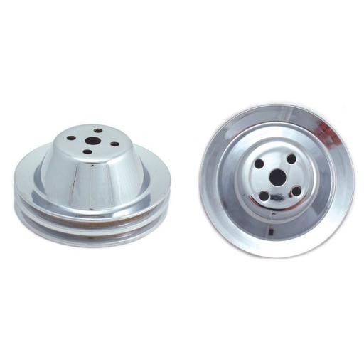 [4378] Pulley Upper Double Groove Swp Chromed Steel Small Block Chevrolet 265-400