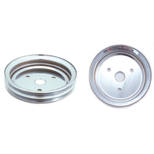 [4398] Pulley Crankshaft Double Groove Swp Chromed Steel Small Block Chevrolet 265-400