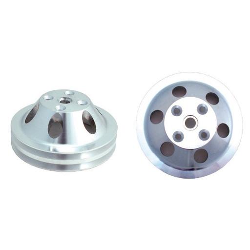 [4419] Pulley Water Pump Double Groove Lwp Polished Alloy Small Block Chevrolet 265-400