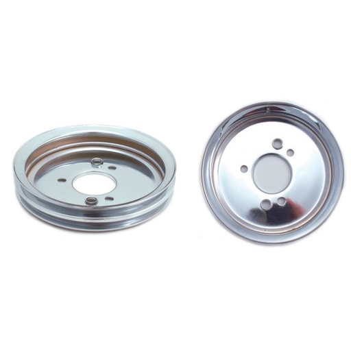 [4468] Pulley Crankshaft Double Groove Swp Chromed Steel Big Block Chevrolet 396-454