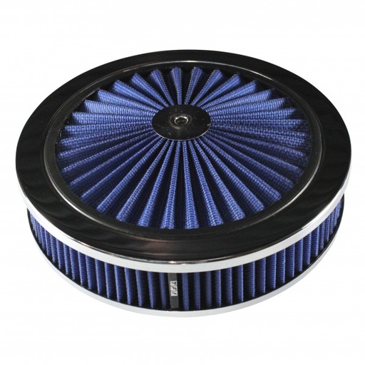 [45726] Extraflow Blue Chrome Air Cleaner Filter 9"x 2" Assy fit Holley 5-1/8" Base