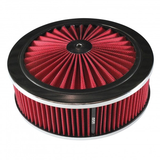[45822] Extraflow Red Chrome Air Cleaner Filter 9"x 3" Assy fit Holley 5-1/8" Base
