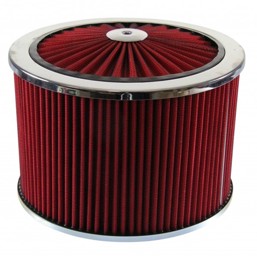 [45942] Extraflow Red Chrome Air Cleaner Filter 9"x 6" Assy fit Holley 5-1/8" Base