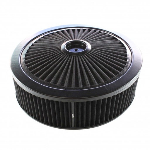 [47679] Extraflow All Black Air Filter Cleaner 14" x 4" Holley Edelbrock Recessed Base