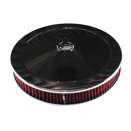 [476-941W] Chrome Air Filter Cleaner 14" x 2" Holley Rochester Recessed Base Red Washable