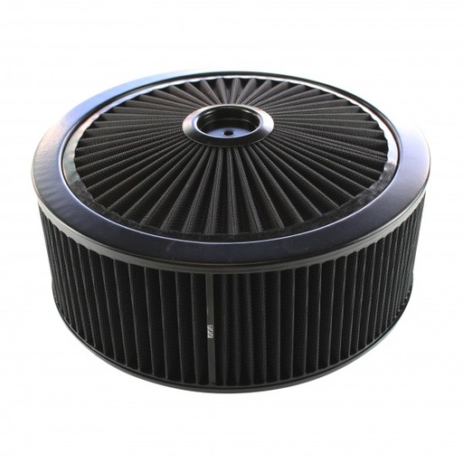 [47699] Extraflow All Black Air Filter Cleaner 14" x 5" Holley Edelbrock Recessed Base