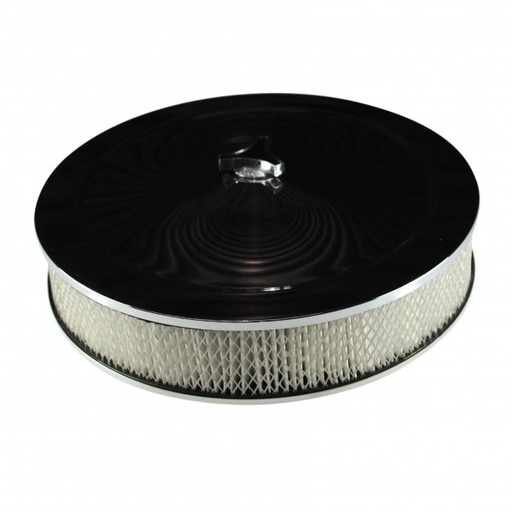 [477-941] Chrome Air Filter Cleaner 14" x 3" Holley Rochester Recessed Base Paper Element
