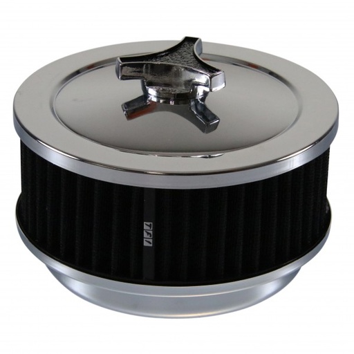 [47801] Chrome Air Cleaner 6-3/8" Wide x 2-1/2" Tall suit 5-1/8" Holley Carb Black Elem