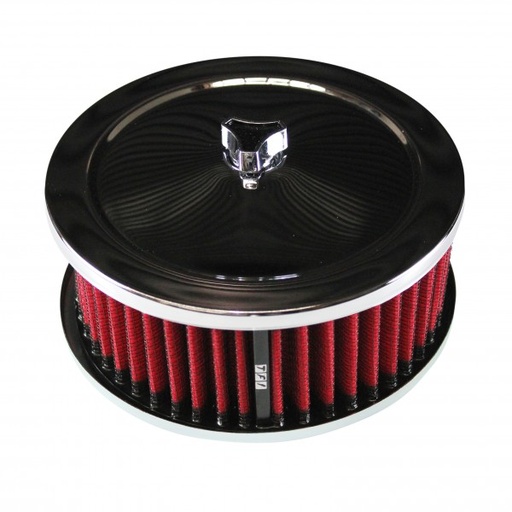 [47822] Chrome Air Cleaner 6-3/8" Wide x 2-1/2" Tall Suit 2-5/8" Carb Red Washable Elem