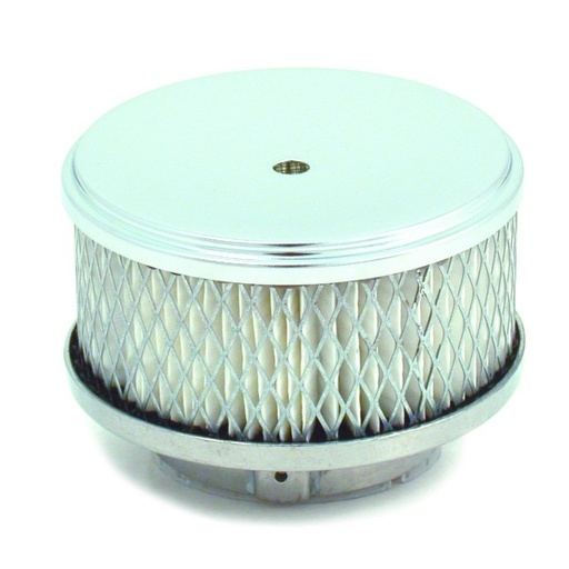 [4790] Chrome Plain Dish Style Air Cleaner 4" Wide x 2" Tall  -2 5/8" & 2-5/16" neck