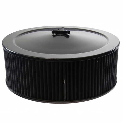 [479-941BLK] Black Air Filter Cleaner 14" x 5" Holley Rochester Recessed Base Washable Elemen