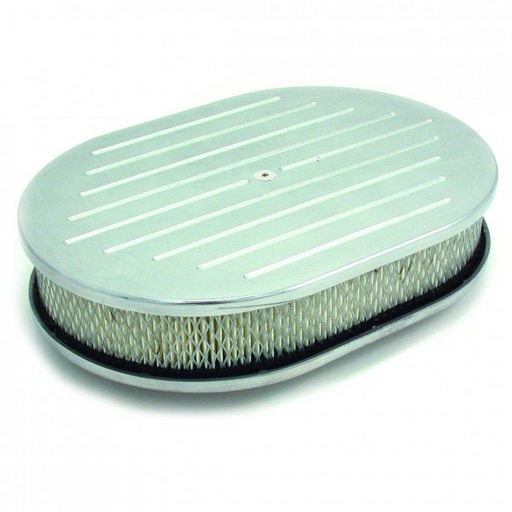 [4910] Oval Polished Ball Milled Air Cleaner 12" x 2" Holley Edelbrock Quadrajet Carter