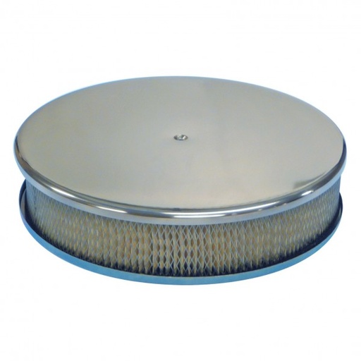 [4913] Smooth Polished Aluminium Air Cleaner 14" x 3" Holley Edelbrock Paper Filter