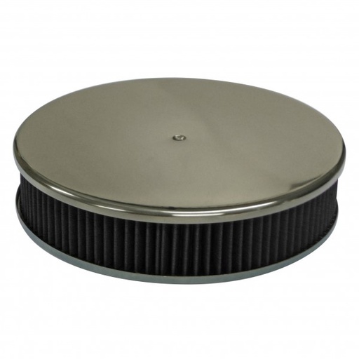 [49131] Smooth Polished Aluminium Air Cleaner 14" x 3" Holley Edelbrock Black Filter