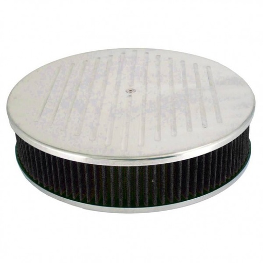 [49141] Ball Milled Aluminium Air Cleaner 14" x 3" Holley Edelbrock Black Cotton Filter