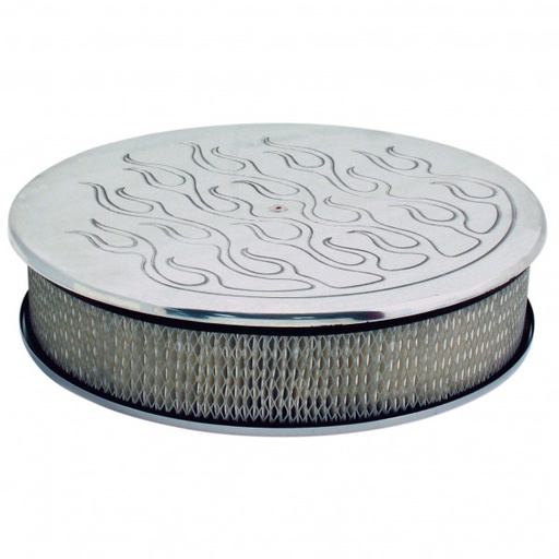[4915] Flamed Aluminium Air Cleaner 14" x 3" Holley Edelbrock Rochester Paper Filter