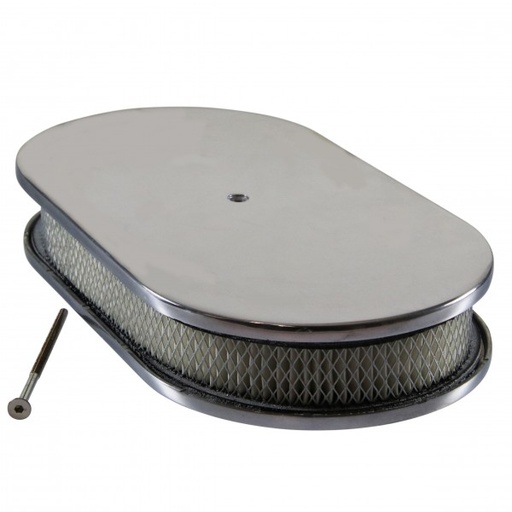 [4925] Oval Polished Smooth Air Cleaner 15" x 2" Holley Edelbrock Quadrajet Carter