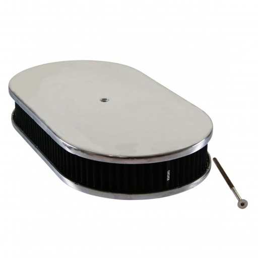 [49251] Oval Smooth Air Cleaner 15" x 2" Holley Edelbrock Quadrajet Carter Black Filter
