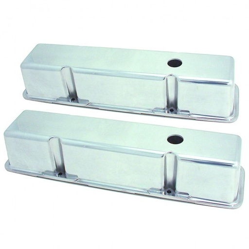 [4999] Valve Covers Alloy Chevrolet SB V8 283-400 Tall Smooth Alloy Polished