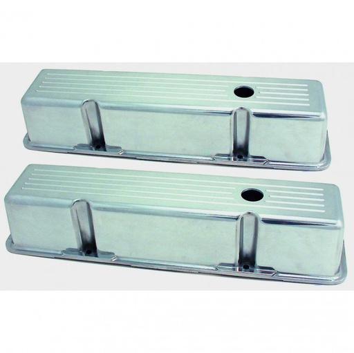 [5000S] Valve Covers Alloy Chevrolet SB V8 283-400 Tall Ball Milled Polished Baffled-pr