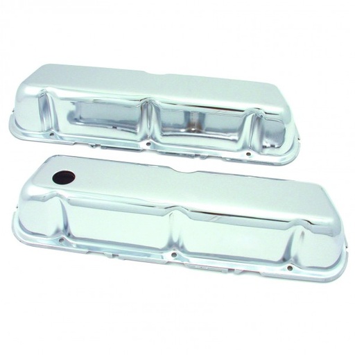 [5265] Valve Covers Chrome Ford Windsor V8 5.0L 1986-95 OEM Height Baffled-pr