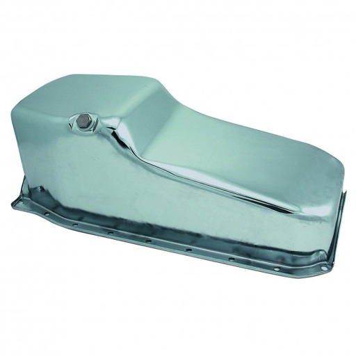 [5482] Oil Pan Sump Chevrolet Small Block 1986 up 305-350 Chrome Plated 1pce Rear Main