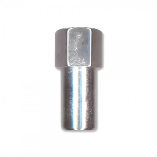 [57-802] Single Chrome Flat Extra Long Mag Nut (Open End) - 12mm x 1.25 Thread, 21mm Hex