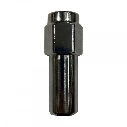 [58-002] Single Chrome Flat Extra Long Mag Nut (Close End) - 12mm x 1.25 Thread, 21mm Hex