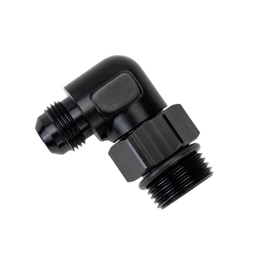 [59508] Aluminum Cooler/Adapter Fitting 90 7/8-14 UNF x -8AN Male Derale