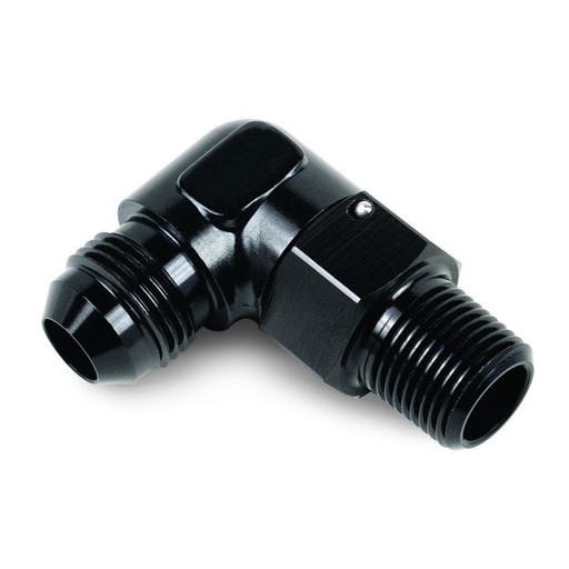 [59608] Aluminum Cooler/Adapter Fitting 90 3/8" NPT x -8AN Male Derale
