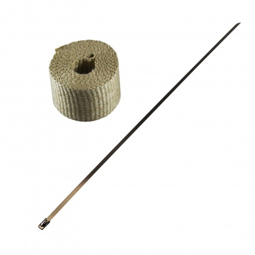 [622010E] Exhaust Wrap 50mm(2") x 3mt(10ft) with Stainless Steel Lock Tie Rated 650C