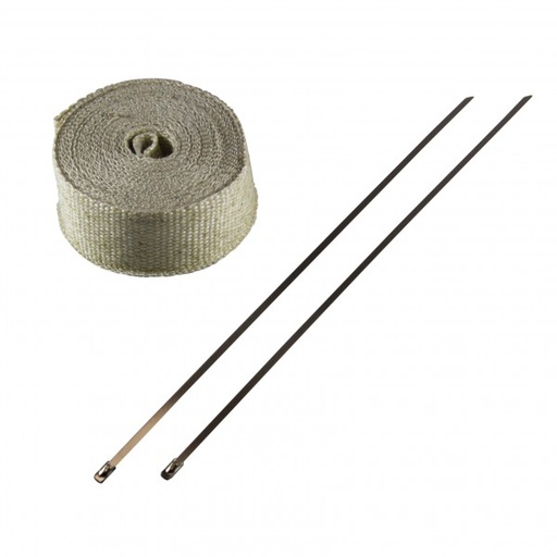 [622025E] Exhaust Wrap 50mm(2") x 7.5mt(25ft) with 2 Stainless Steel Lock Tie Rated 650C