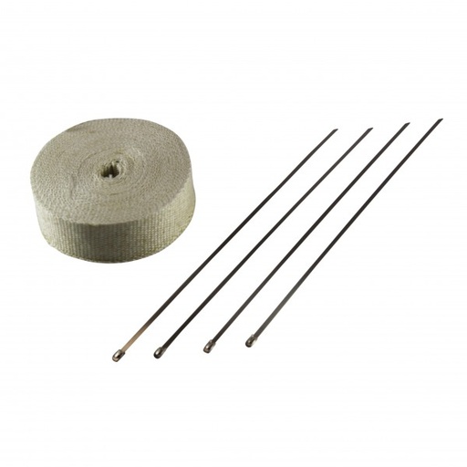 [622050E] Exhaust Wrap 50mm(2") x 15mt(50ft) with 4 Stainless Steel Lock Tie Rated 650C