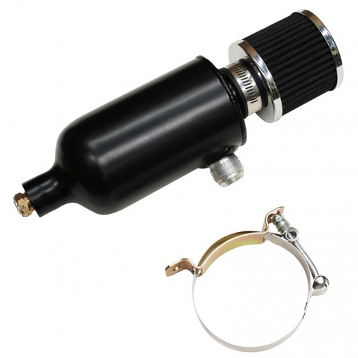 [6581] Catch Can Black Coated Alloy with Breather (750ml)-12AN Male Fittings