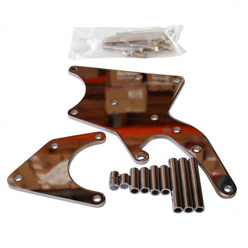 [66-152] LS Chevrolet Alternator+A-Can Style Power Steering Relocation Bracket Kit Chrome