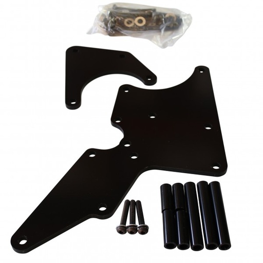 [66-153] LS Chevrolet Alternator+Type 2 Style Power Steering Relocation Bracket Kit Black