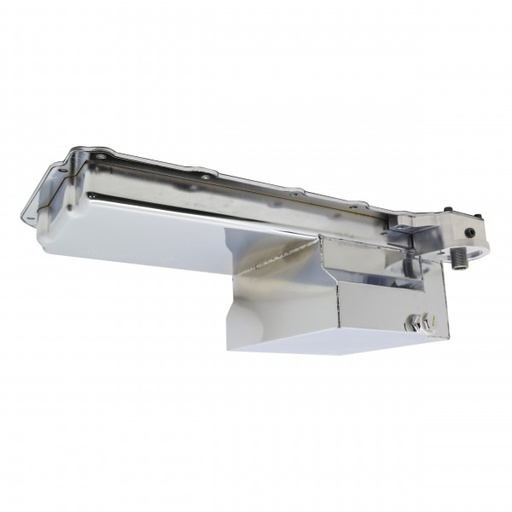 [66-685] Oil Pan Sump Chevrolet Small Block LS Engine 6" Deep Baffled Trap Door Chrome