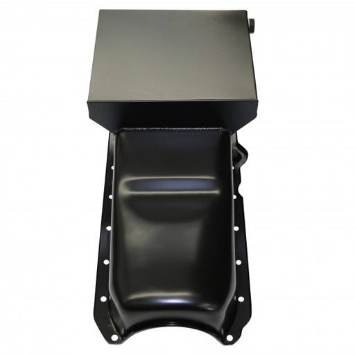 [66-699] Oil Pan Chevrolet Sm Block 283-350 1986 on Extra Capacity 1pce Rear Main Black