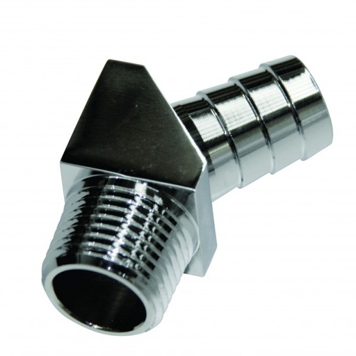 [66-700] Chrome Aluminium Fitting 45 Degree 5/8" Barb Male x 1/2" Npt Thread