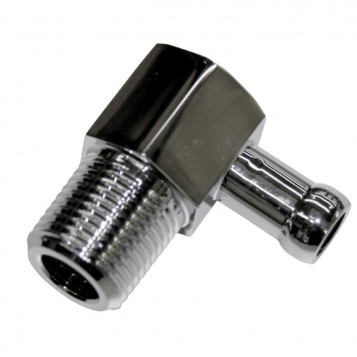 [66-703] Chrome Aluminium Fitting 90 Degree 3/8" Barb Male x 3/8" Npt Thread