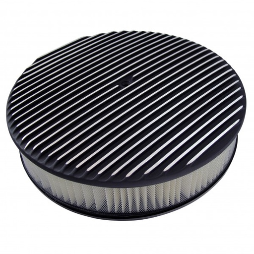 [68-477] Black Alloy Full Finned Air Cleaner 14" x 3" Holley Edelbrock Paper Filter
