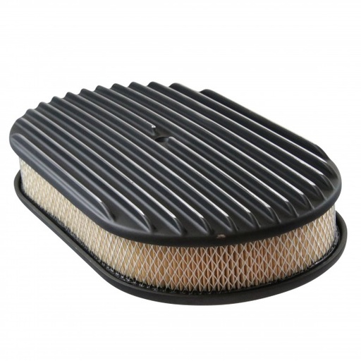 [68-480] Oval Black Full Finned Air Cleaner 15" x 2" Holley Edelbrock Quadrajet Carter