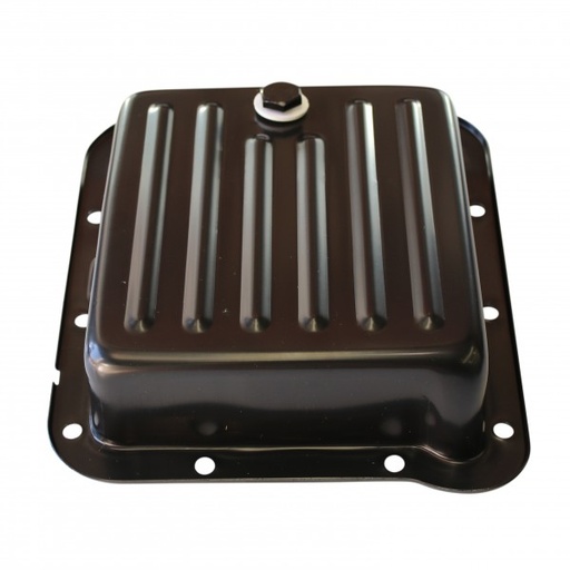 [68-557] Transmission Pan Ford C4 OEM 2-3/8" Depth Black Steel Finned Case Fill