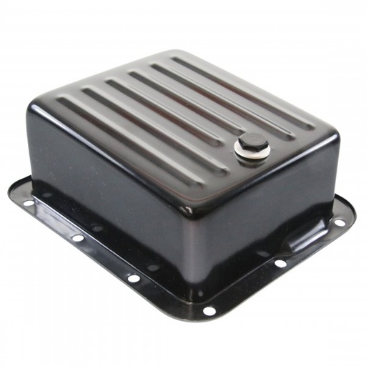 [68-571] Transmission Pan Ford C4 Deep 4" Depth Black Steel Finned Case Fill