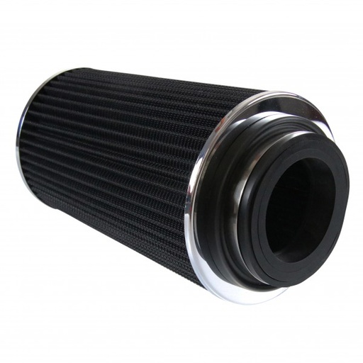 [69-006] Conical High Flow Air Filter Multi Fit 3"-3.5"-4". 10" Tall Black/Chrome