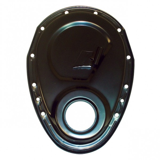 [69-232] Timing Cover Chevrolet Small Block with Tab (5" from top) Black Steel